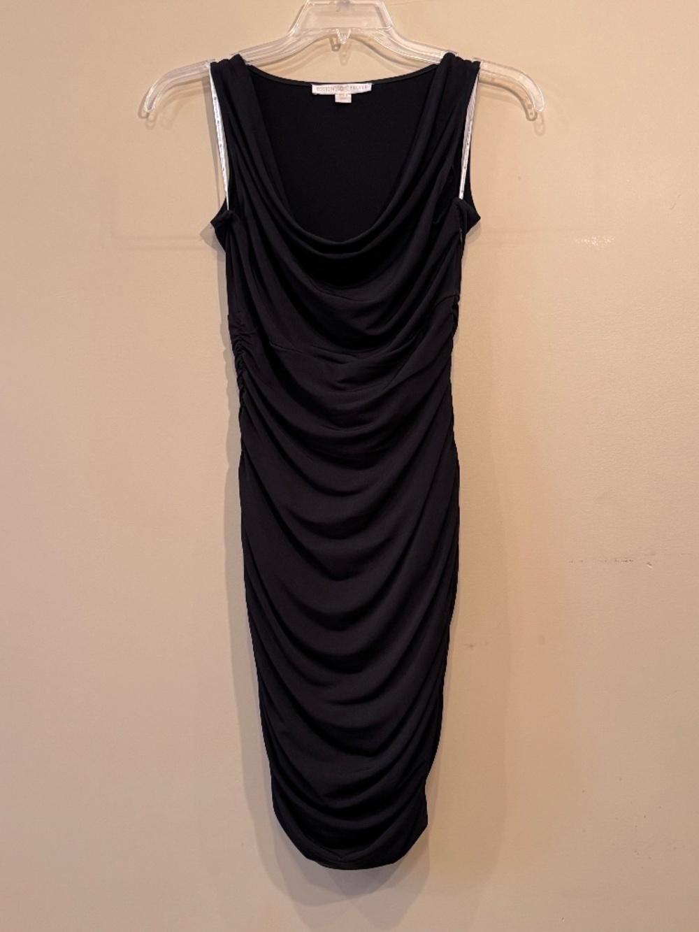 Boston Proper Sleeveless Black Ruched Dress